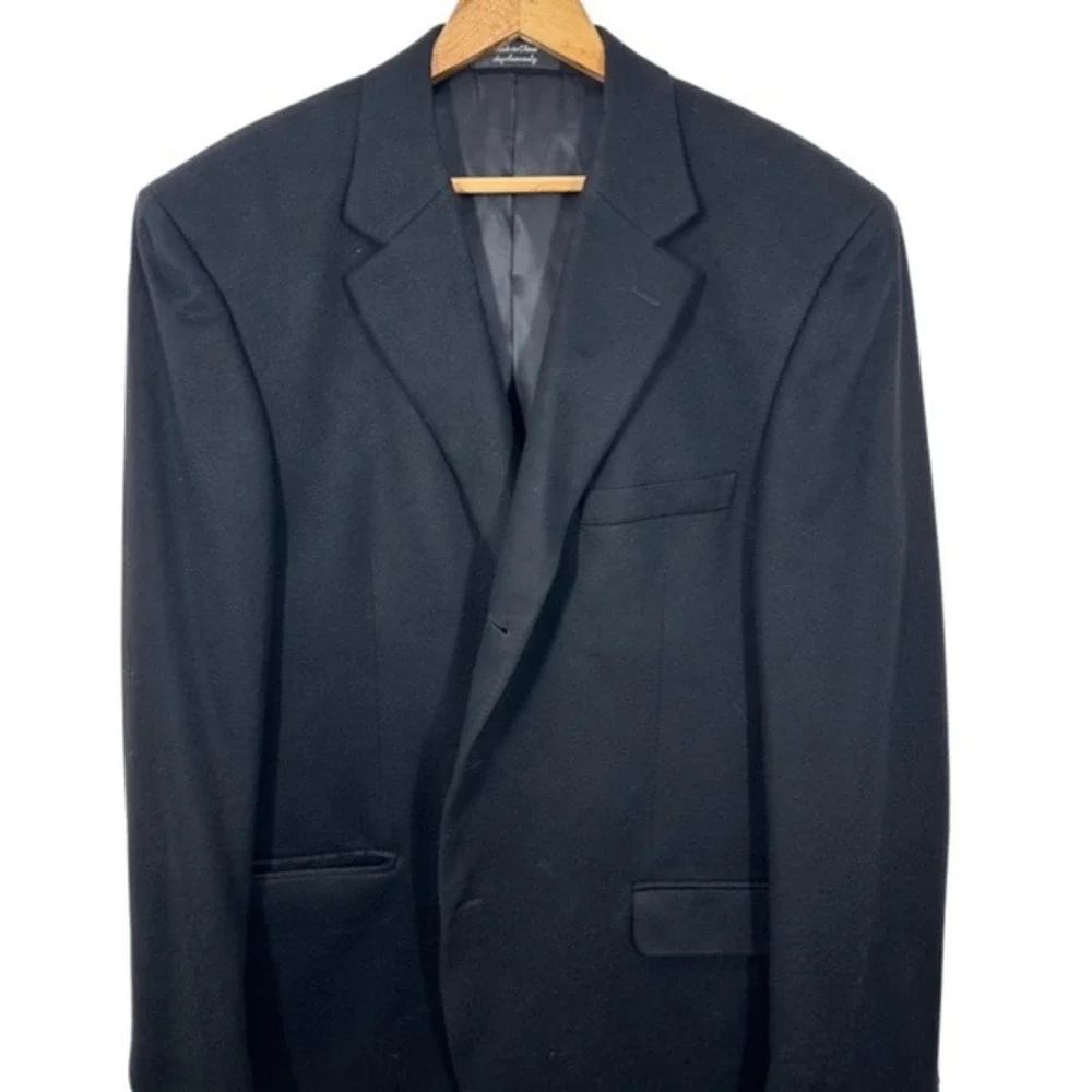 Black 100% Pure Cashmere Classic Sport Coat Blazer Jacket Men's 44R Andrew Fezza